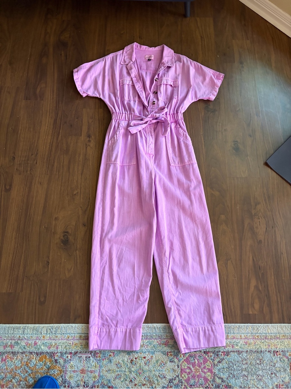 Pink Utility Jumpsuit with Tie Waist
